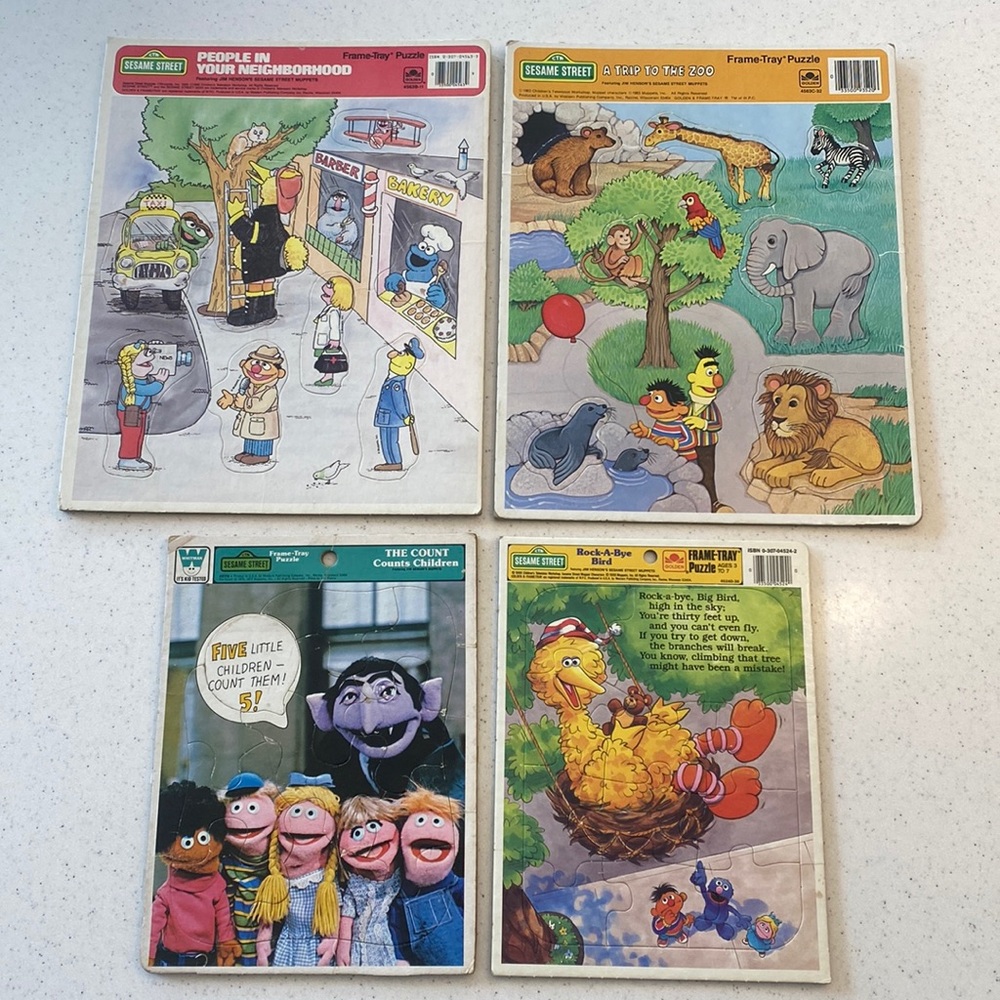VINTAGE Sesame Street Frame Tray Puzzles 1970’s & 1980’s